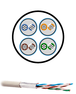 UFTP4-C6-P26-IN-LSZH-GY-500 - Кабель витая пара, экранированный многожильный - cat 6 - LSZH - 4 пары