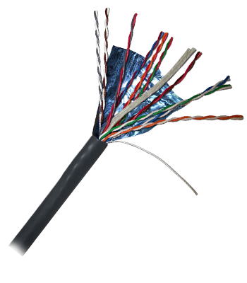 TWT-5EFTP10-OUT-TR - Кабель FTP витая пара, одножильный, 10 пар, категория 5e, внешний с тросом, PE, 305 м